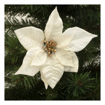 White Fabric Poinsettia Clip 16cm image number 3