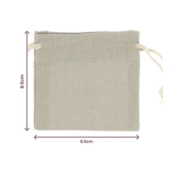 Grey Mini Cotton Drawstring Bags 5 Pack image number 3