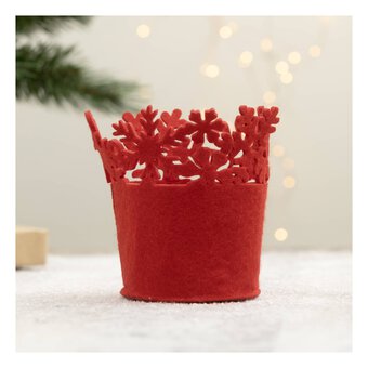 Red Felt Snowflake Pot 13cm