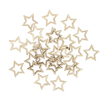 Wooden Hollow Star Confetti 24 Pieces