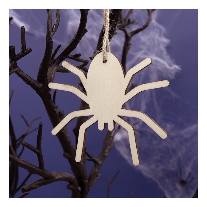 Hanging Wooden Spider Decoration 10cm  image number 1