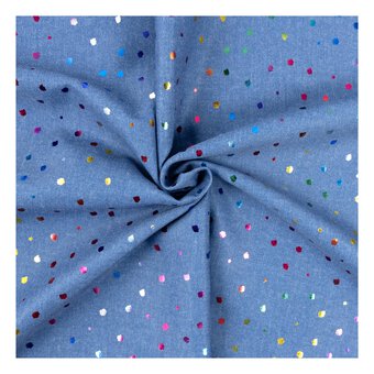 Blue Foil Dot Chambray Fabric by the Metre