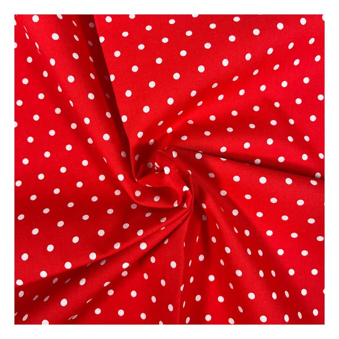 Red Simple Polka Polycotton Fabric by the Metre image number 1