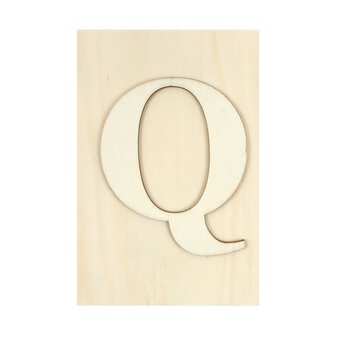 Wooden Letter Q Plaque 10cm x 15cm