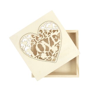 Love Heart Filigree Wooden Box 14cm x 14cm x 5cm image number 4