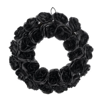 Black Rose Wreath 41cm