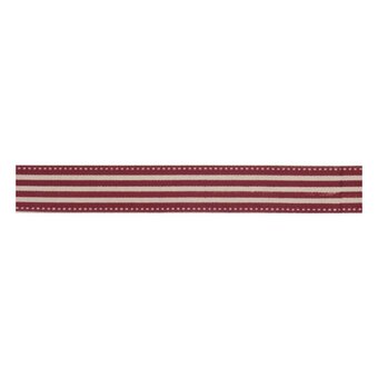 Red Stripe Cotton Ribbon 15mm x 5m