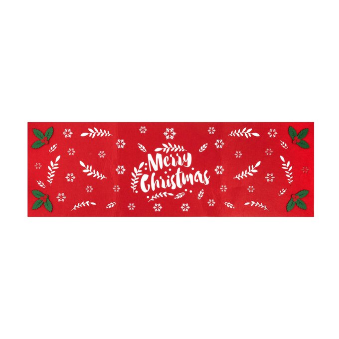 Red Merry Christmas Felt Table Runner 120cm x 40cm image number 1