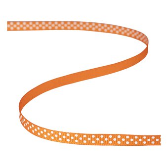 Hot Orange Grosgrain Polka Dot Ribbon 6mm x 5m image number 2