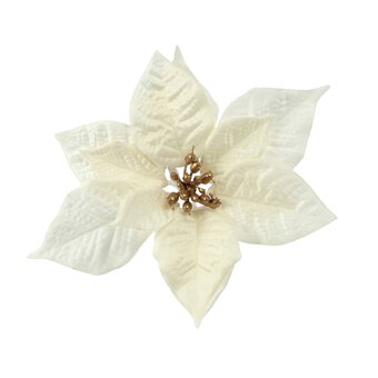 White Fabric Poinsettia Clip 16cm image number 2