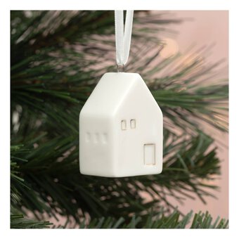 Hanging Glazed Ceramic House Decoration 5cm