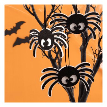 Black and White Felt Spider Decorations 6 Pack