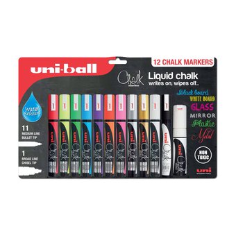 Uni-ball Liquid Chalk Marker Pens 12 Pack