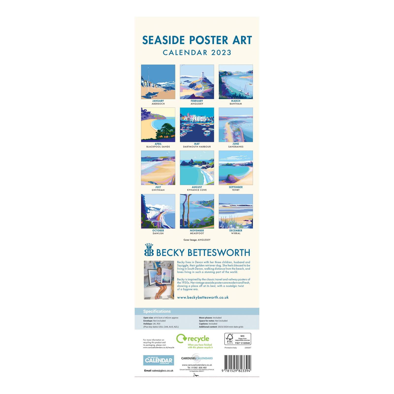 Seaside Poster Art Slim Calendar 2023 Hobbycraft