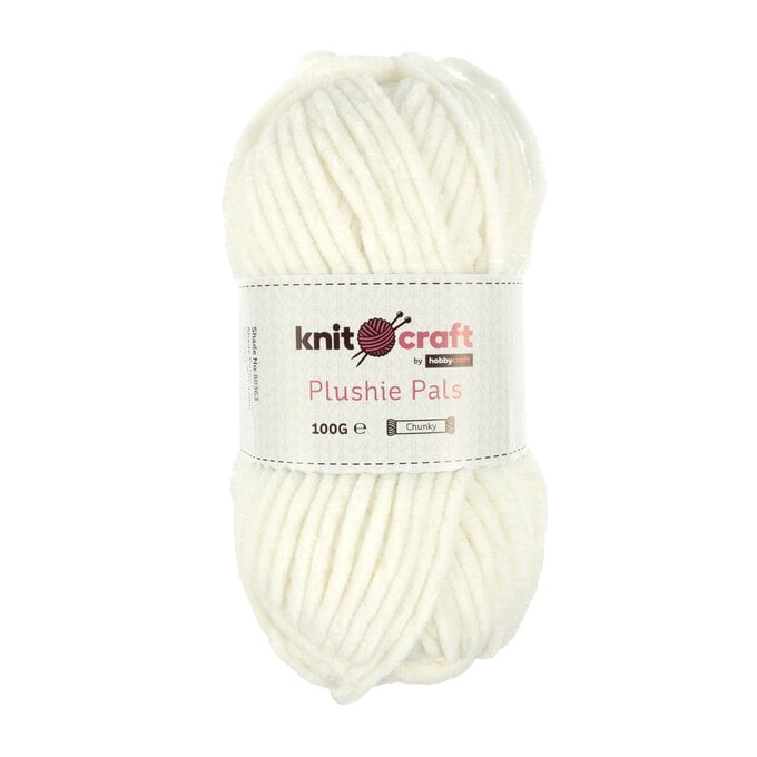 Knitcraft White Plushie Pals Yarn 100g image number 1