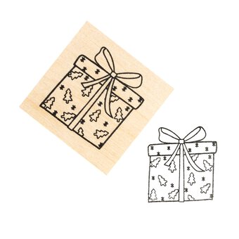 Christmas Present Wooden Stamp 3.8cm x 3.8cm