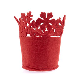 Red Felt Snowflake Pot 13cm