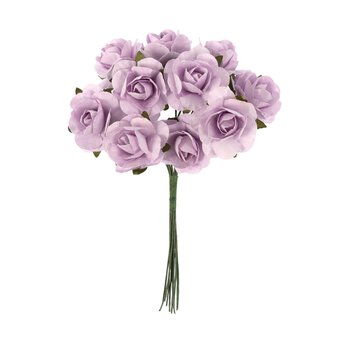 Mini Lilac Open Rose Wired Floral Picks 10 Pack