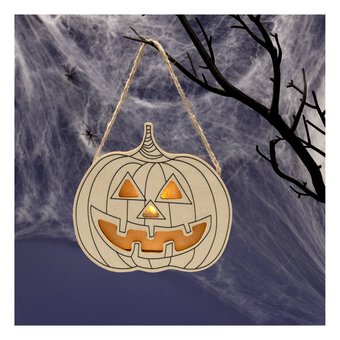 LED Wooden Hanging Pumpkin 13cm 