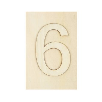 Wooden Number 6 Plaque 10cm x 15cm