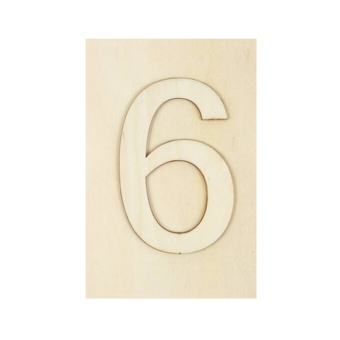 Wooden Number 6 Plaque 10cm x 15cm image number 1