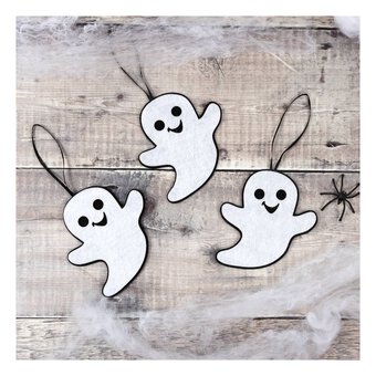 Black and White Felt Ghost Decorations 6 Pack 