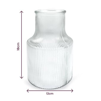 Clear Ribbed Glass Vase 18cm x 12cm image number 4