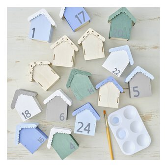 Wooden Advent Houses 24 Pack