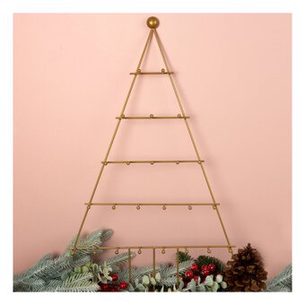 Gold Christmas Tree Advent Wall Hanging with Hooks 55cm x 32cm
