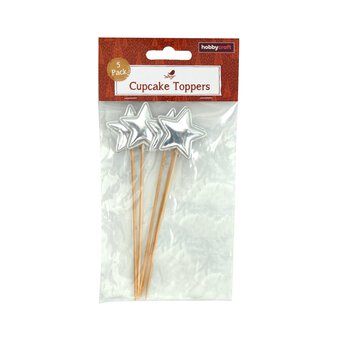 Metallic Star Cupcake Toppers 5 Pack image number 4