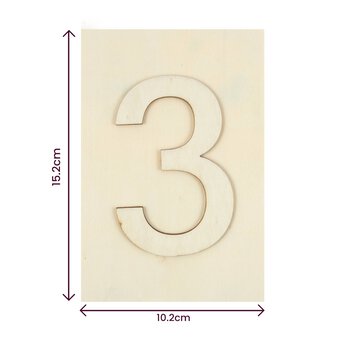 Wooden Number 3 Plaque 10cm x 15cm image number 4