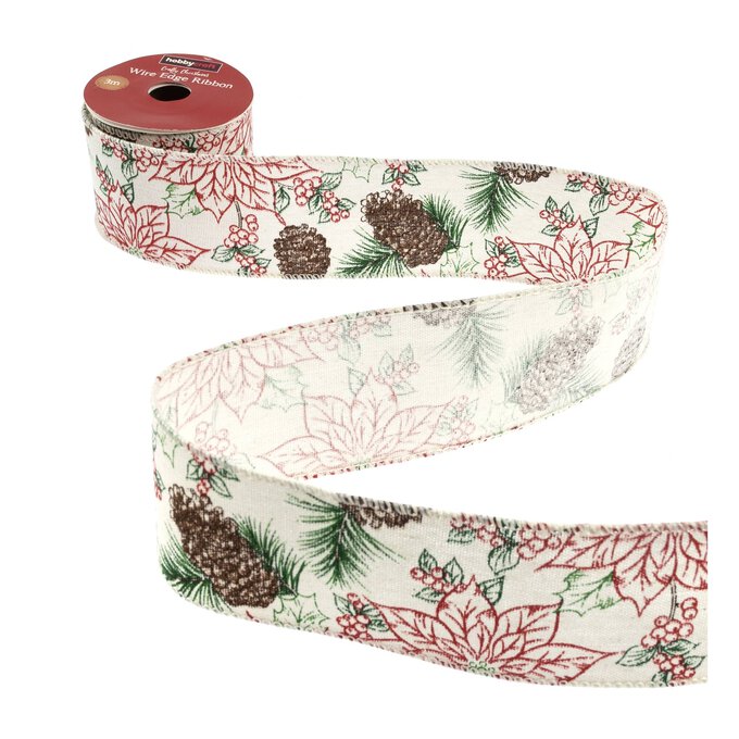 Festive Foliage Wire Edge Ribbon 63mm x 3m image number 1