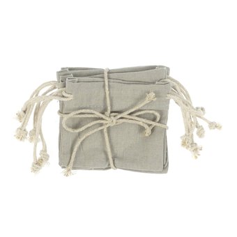 Grey Mini Cotton Drawstring Bags 5 Pack image number 4