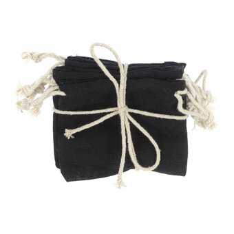 Black Mini Cotton Drawstring Bags 5 Pack image number 4