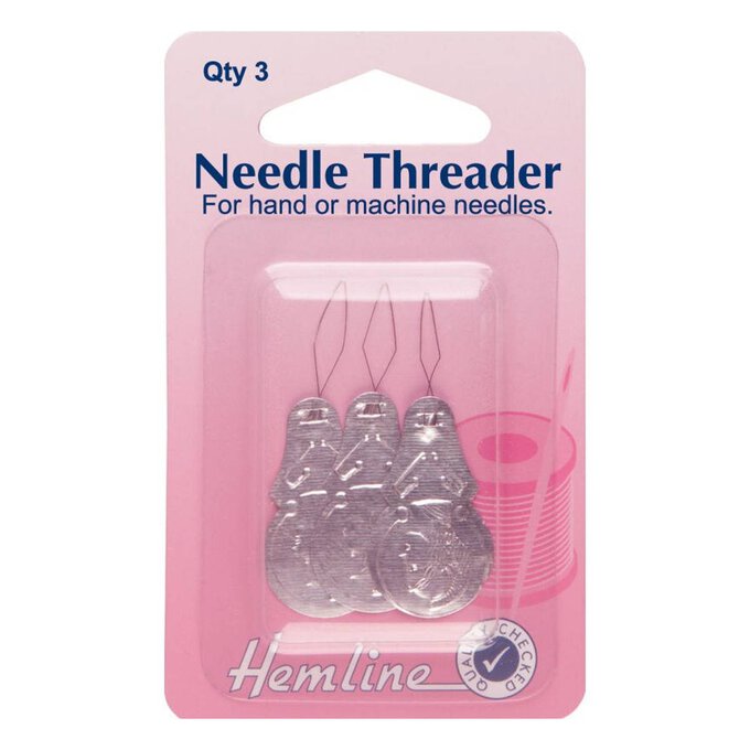 Sewing Needle Threader Tool In Use And A Single Black String Stock