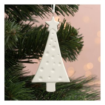 Hanging Ceramic Flat Tree Decoration 10cm