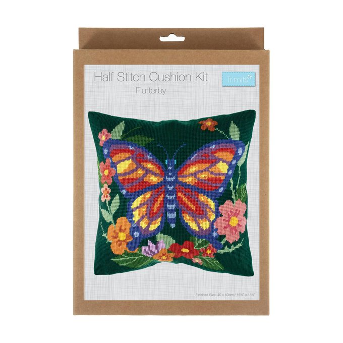 Trimits Flutterby Half Stitch Cushion Kit 40cm x 40cm image number 1