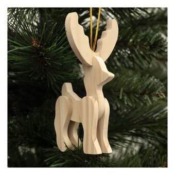 Hanging Wooden 3D Reindeer Decoration 11cm