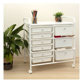 Matte White Rolling Organiser 9 Drawers image number 2