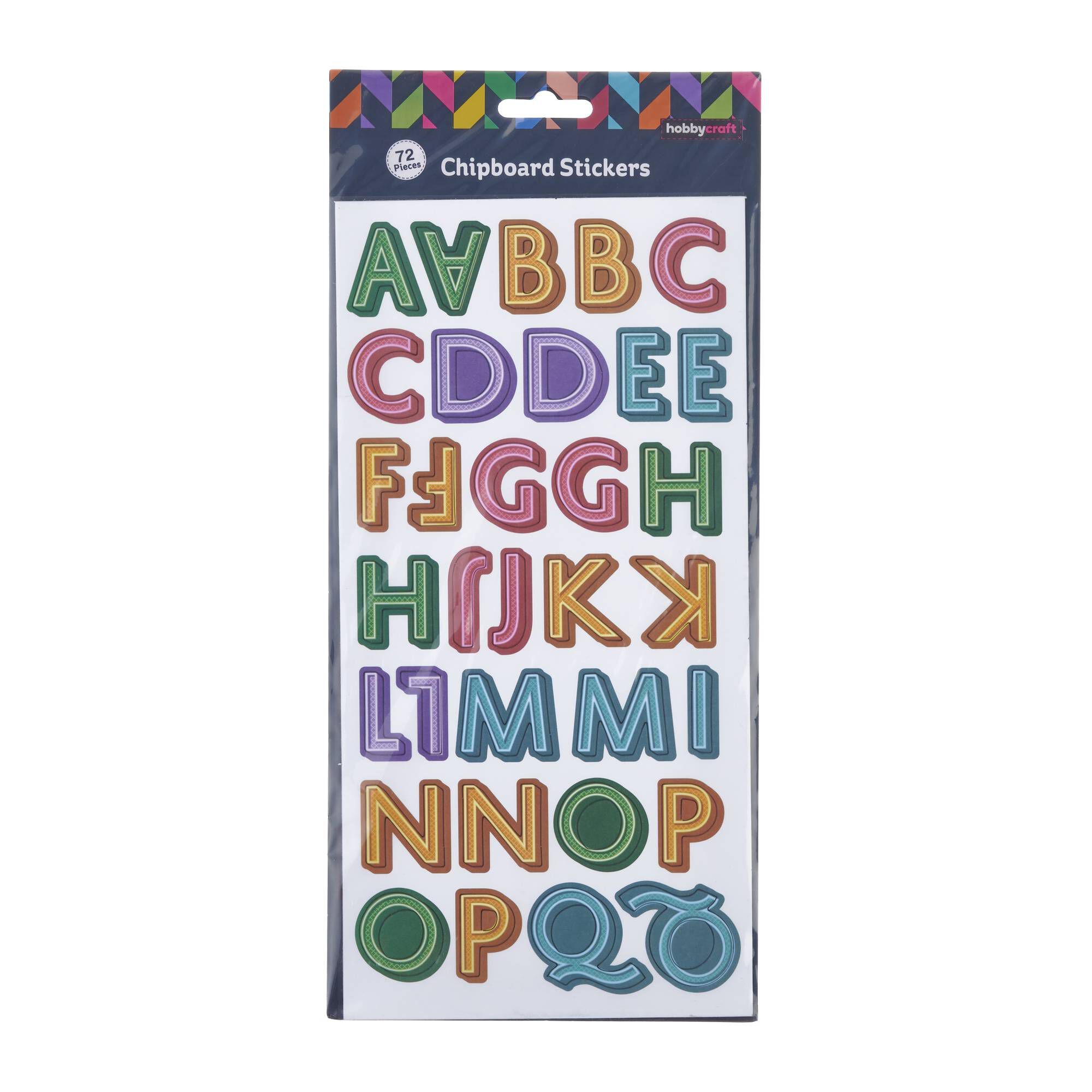 Bright Grid Alphabet Chipboard Stickers 72 Pieces | Hobbycraft