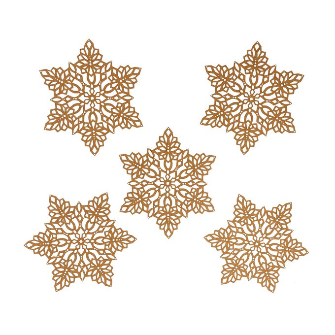 Kraft Laser-Cut Paper Snowflakes 5 Pack  image number 1