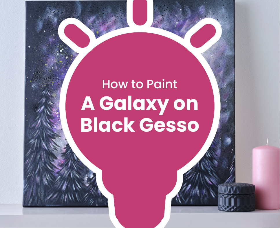 A painting of a galaxy on black gesso