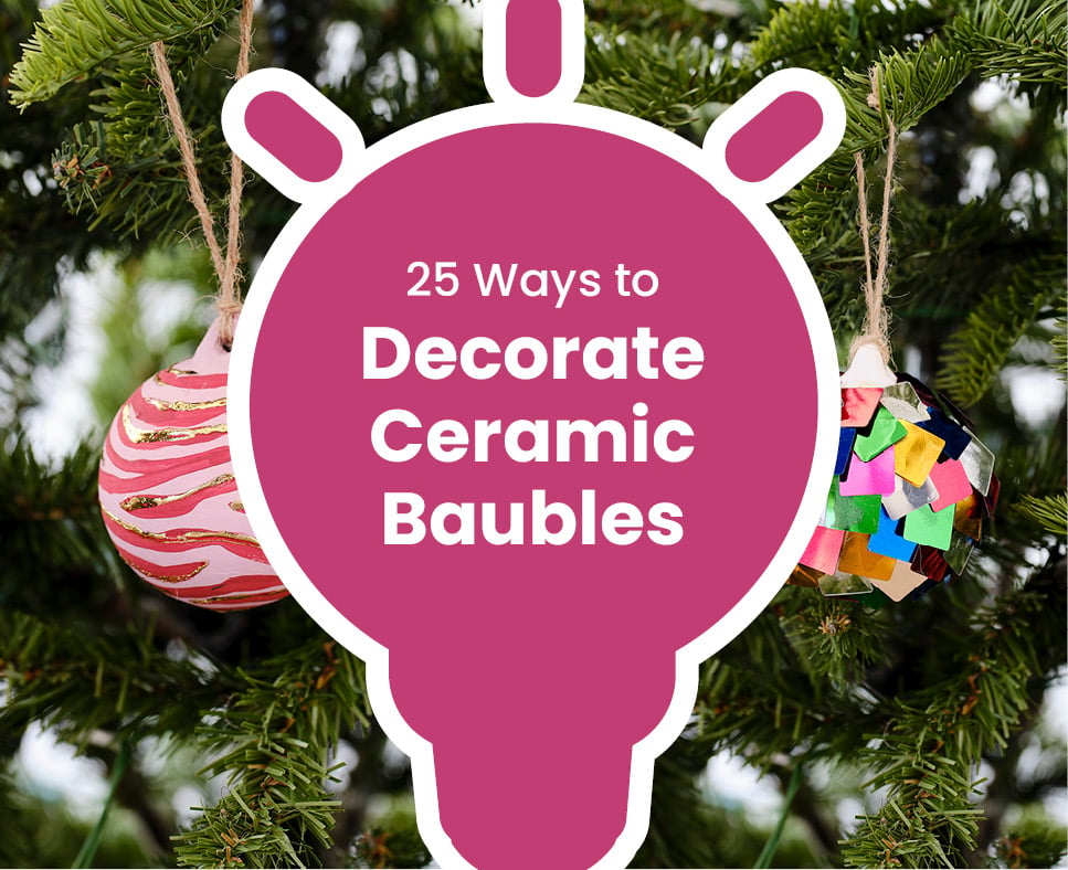 Handmade ceramic baubles on a christmas tree