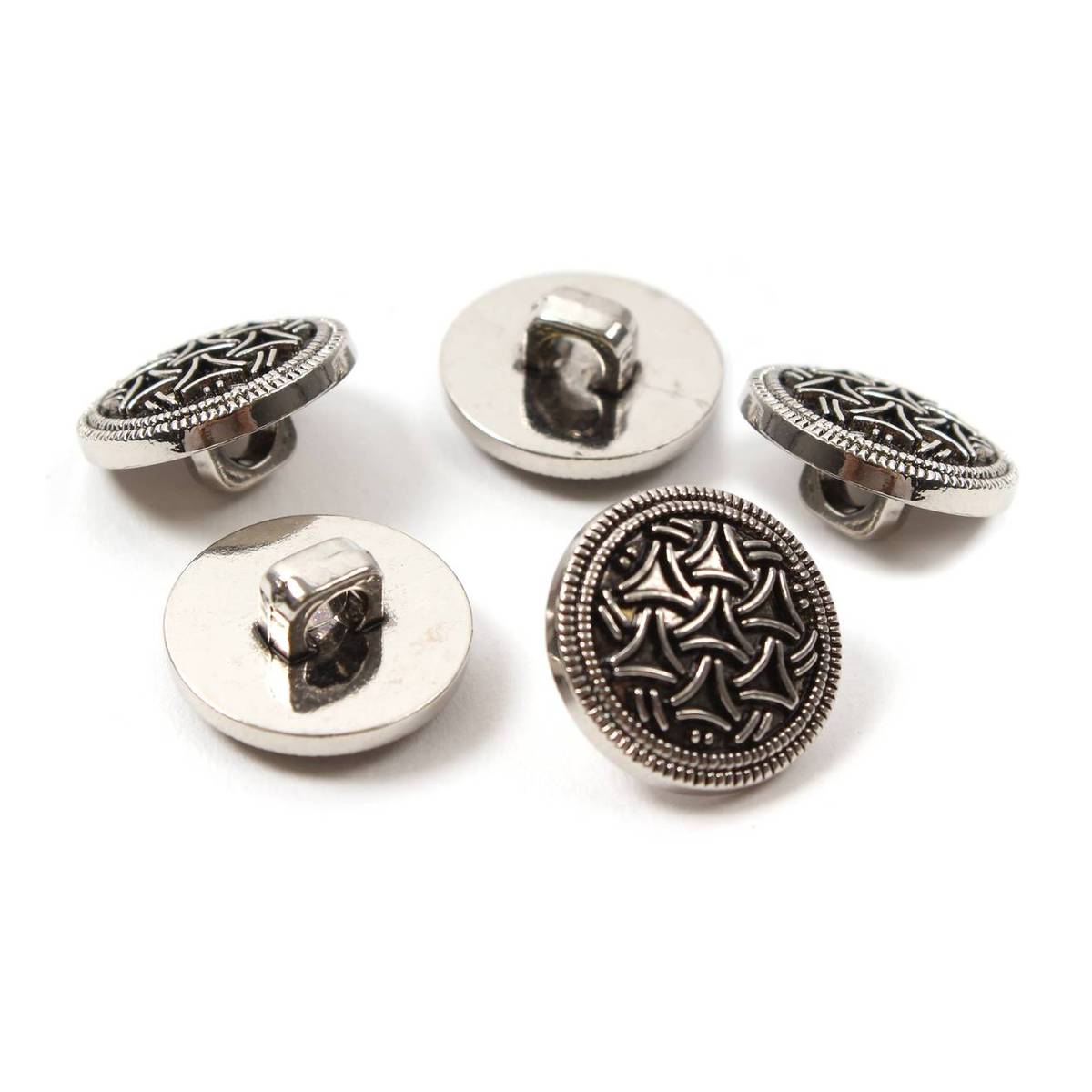 Hemline Silver Metal Patterned Button 5 Pack | Hobbycraft