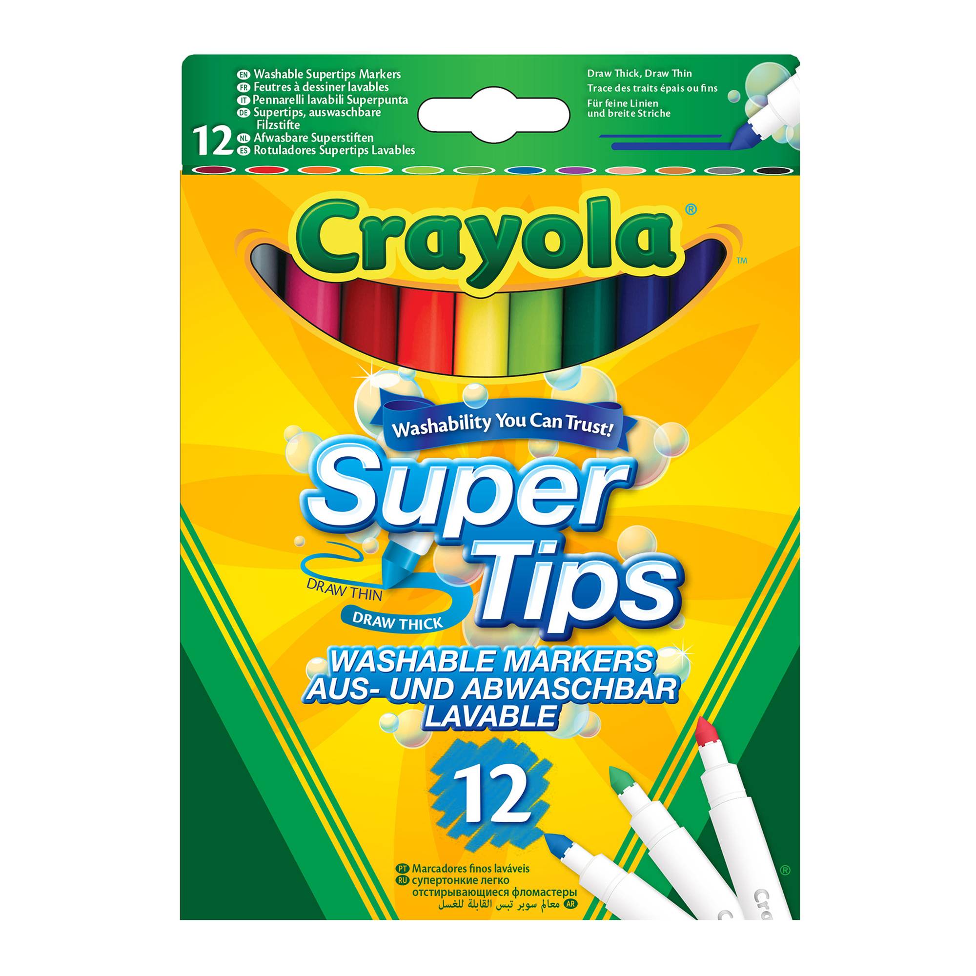 Crayola Supertips Superwashable Felt Tips 12 Pack Hobbycraft