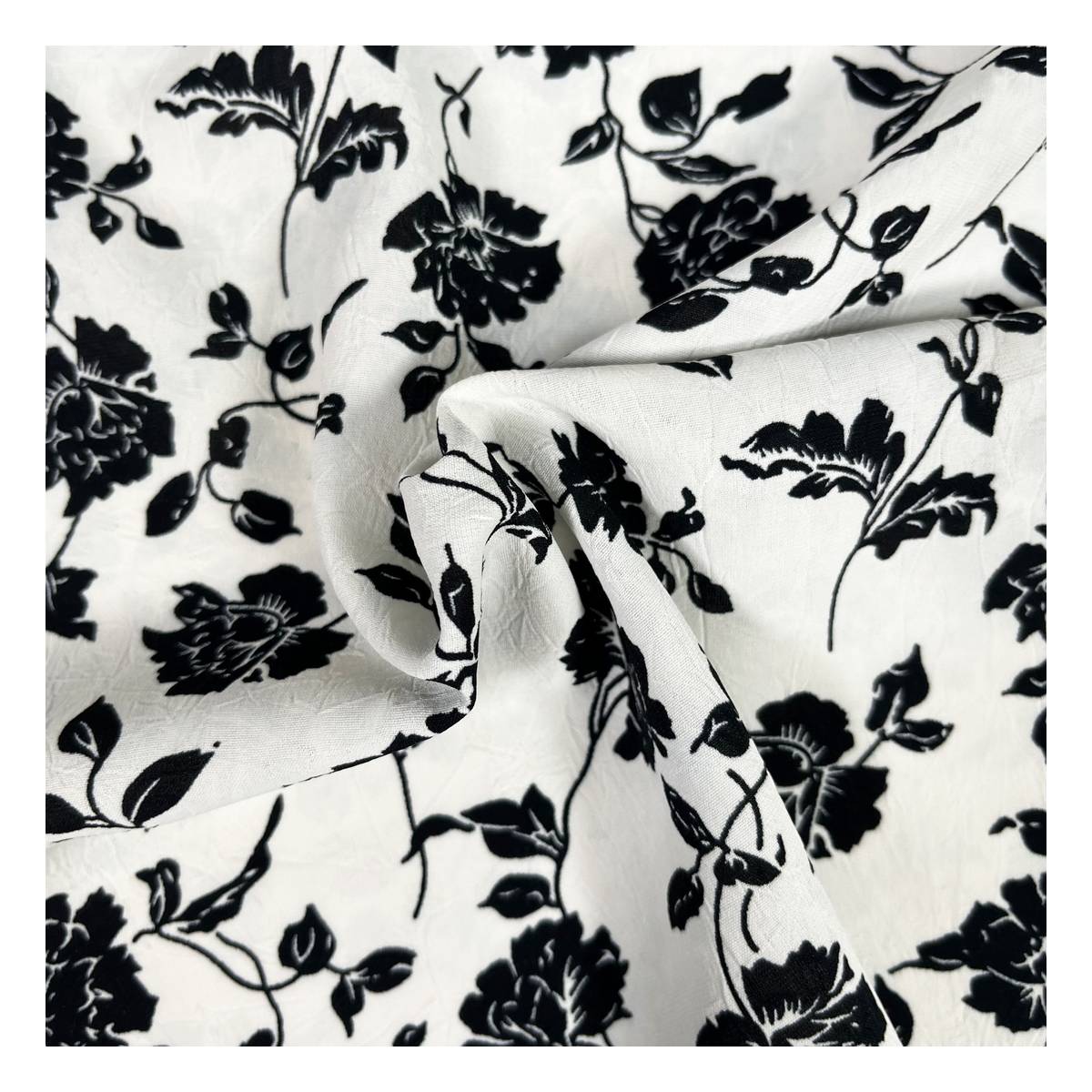 Cotton Fabric Black & White Floral Print Craft Fabric Material