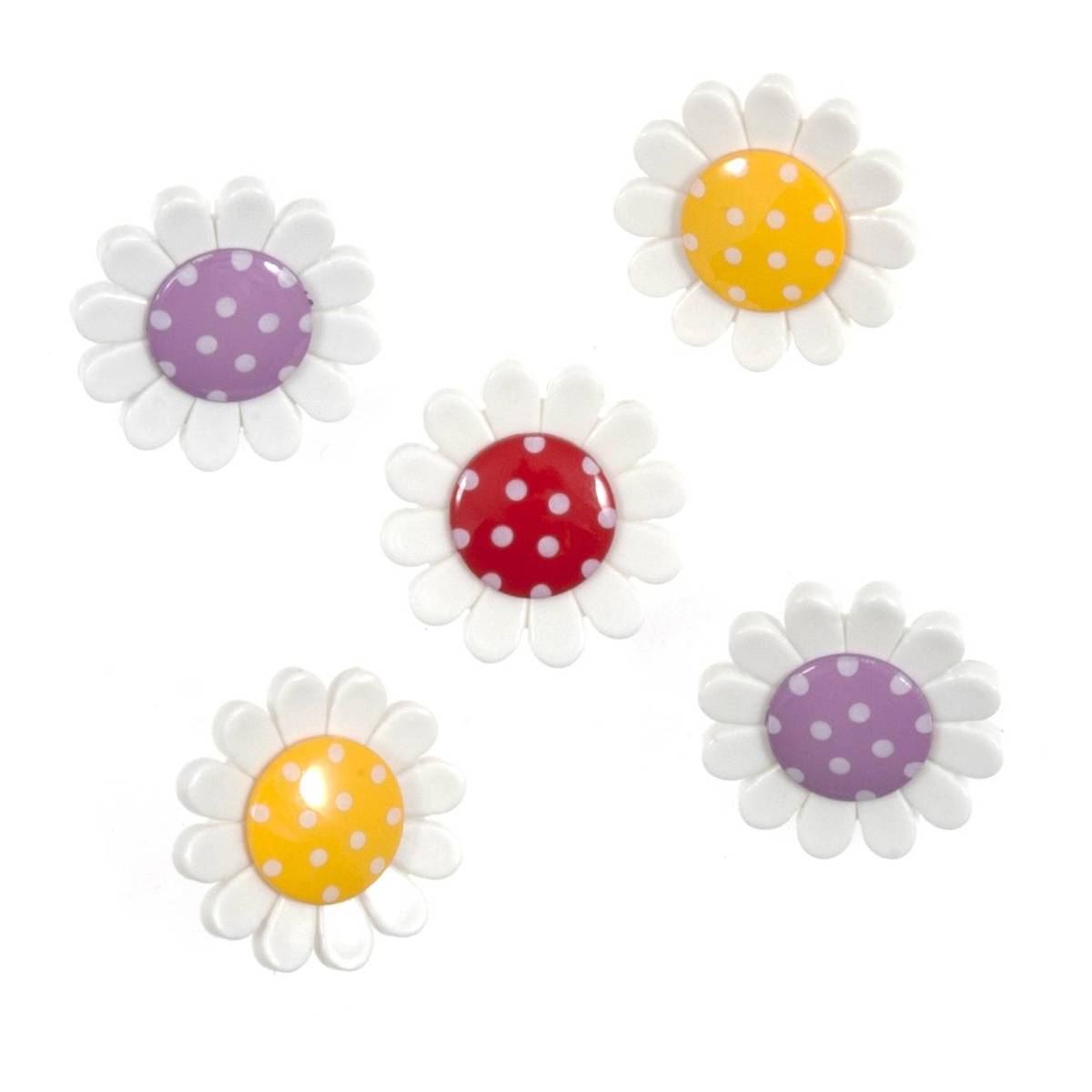 Trimits Polka Dot Daisy Craft Buttons 5 Pieces | Hobbycraft