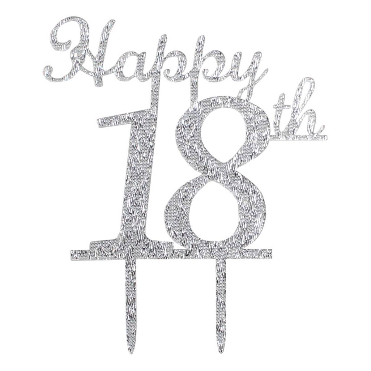 Silver Happy 18th Cake Topper 