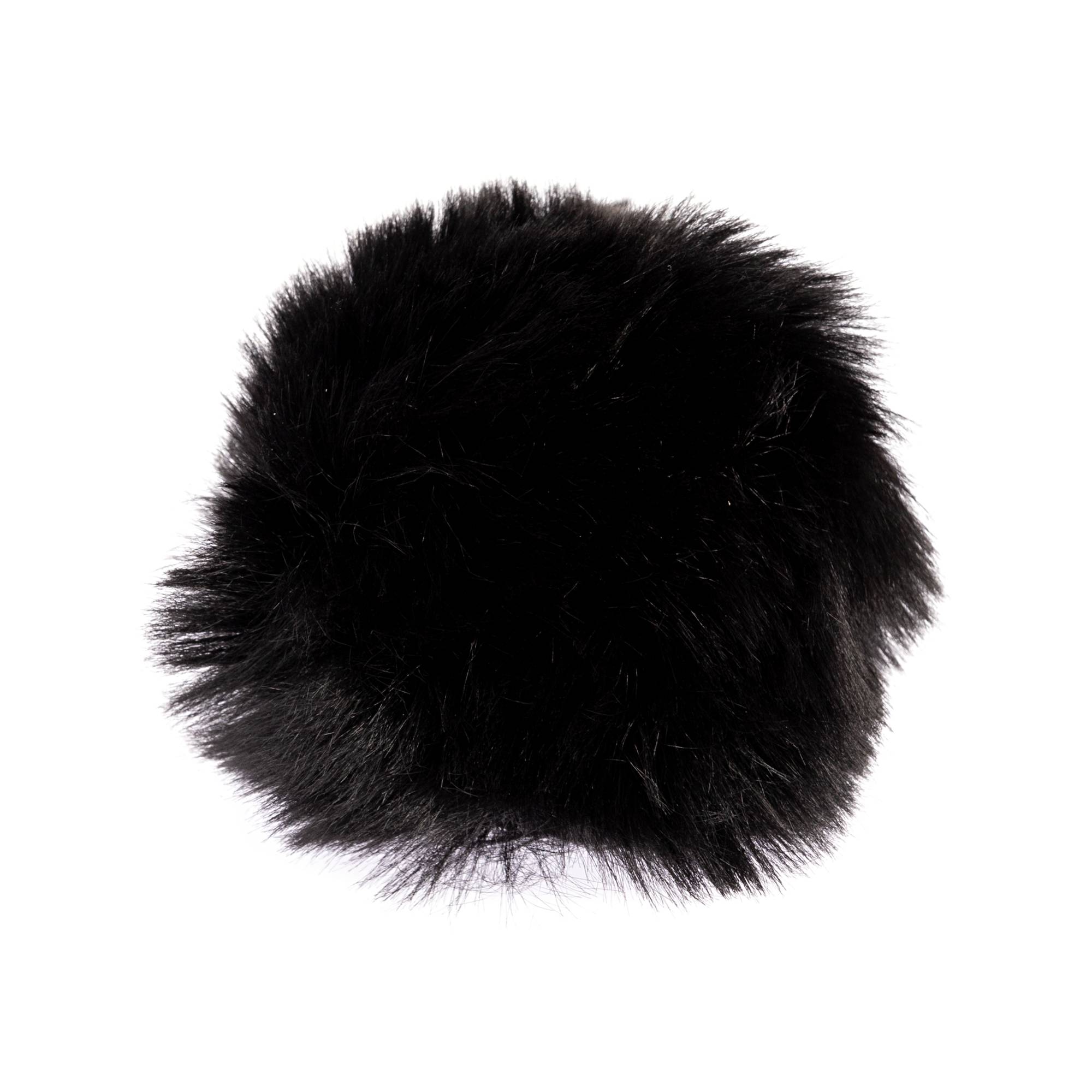 Black Faux Fur Pom Pom 11cm | Hobbycraft