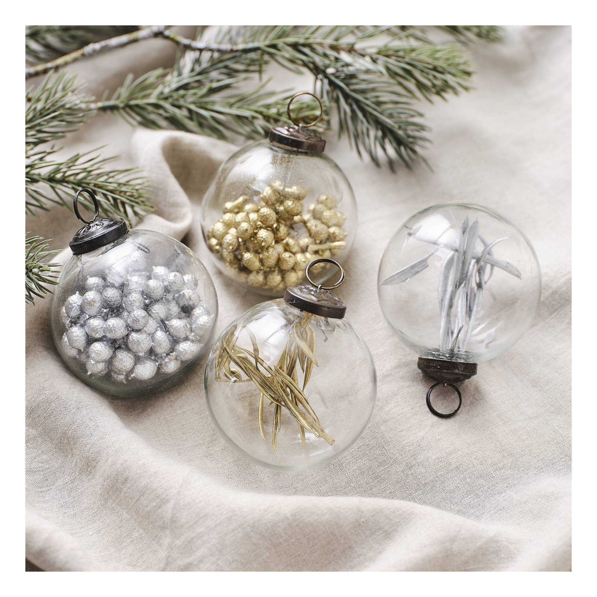 Silver and Gold Filled Glass Baubles 10cm 4 Pack | Hobbycraft